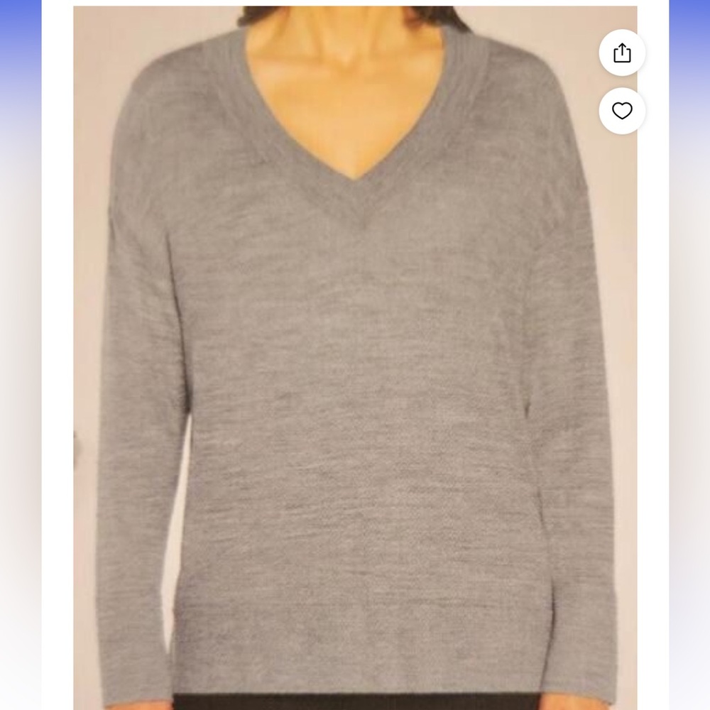 Banana Republic Heather Gray V-Neck Sweater 100% Merino Wool